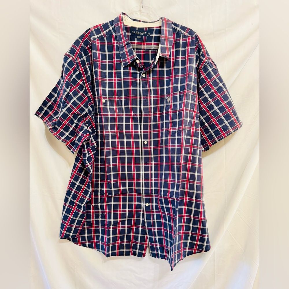 U.S. Polo Assn. Men's Red and Blue Plaid Shirt